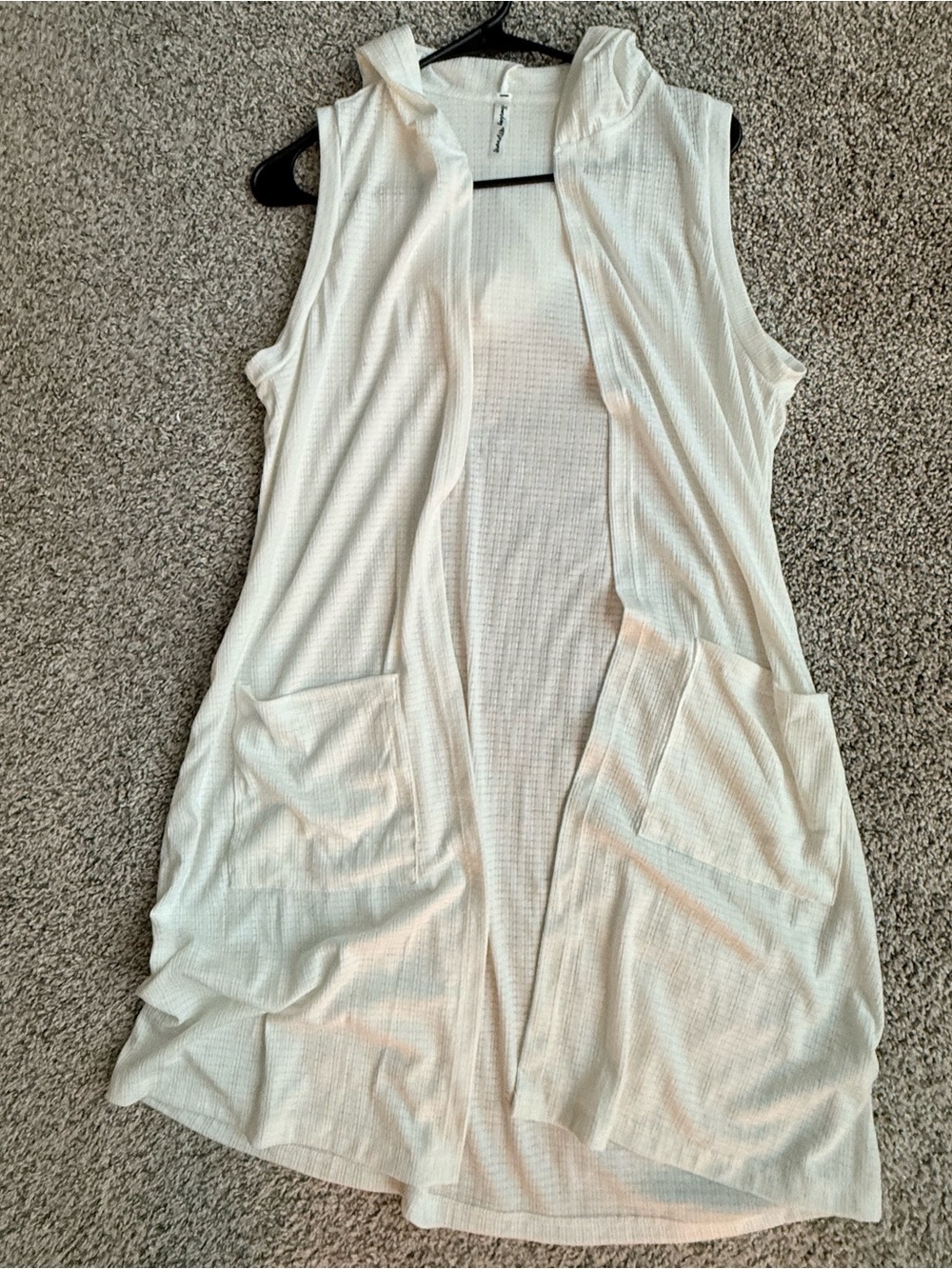 Sleeveless Hooded Cardigan Vest in Cream
